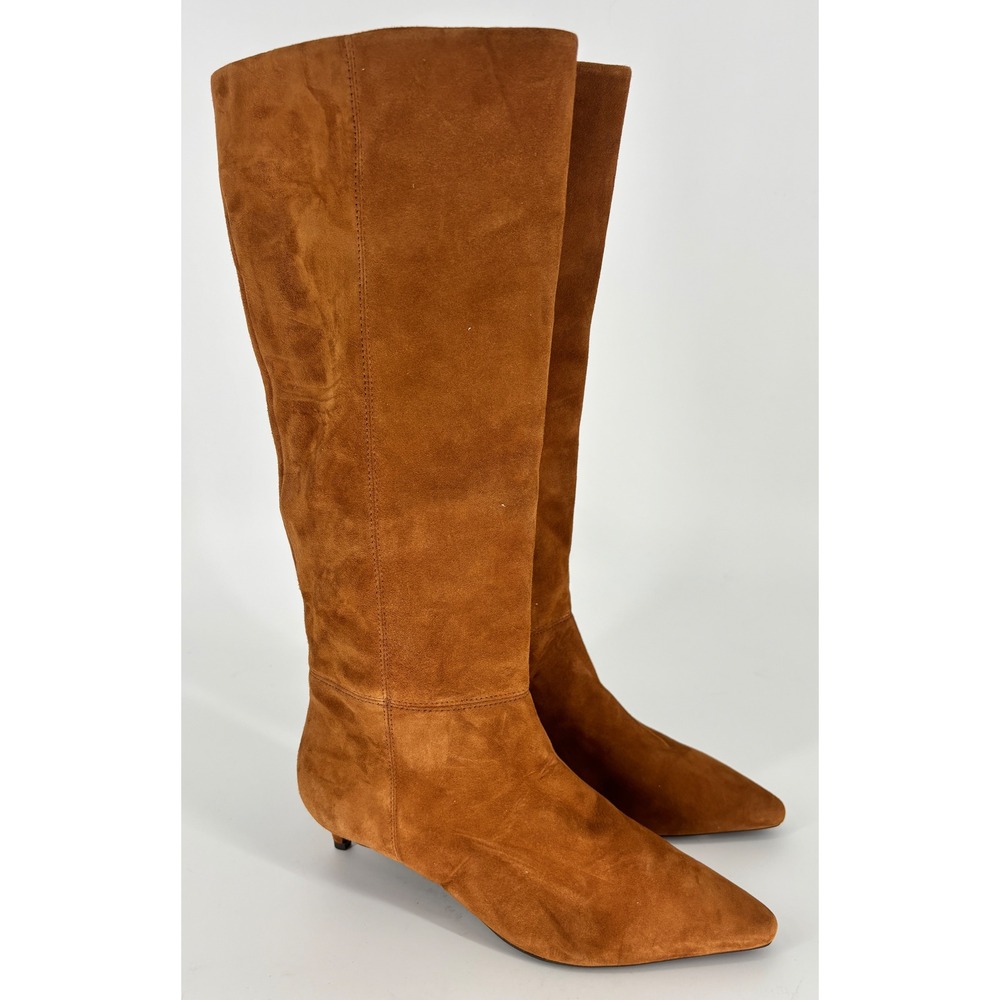 Cole Haan Go-To-Janece Pointed Toe Dress Boots Tobacco Suede Tan Women Size 7.5